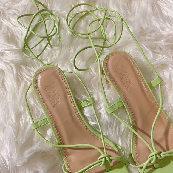 ZARA GREEN HEELED STRAPPY SANDALS - Picture 10 of 12